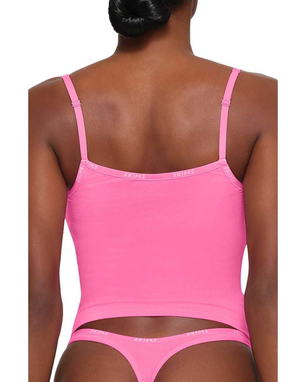 Buy SKIMS Stretch Cotton Jersey Mock Neck Tank - Pink At 29% Off