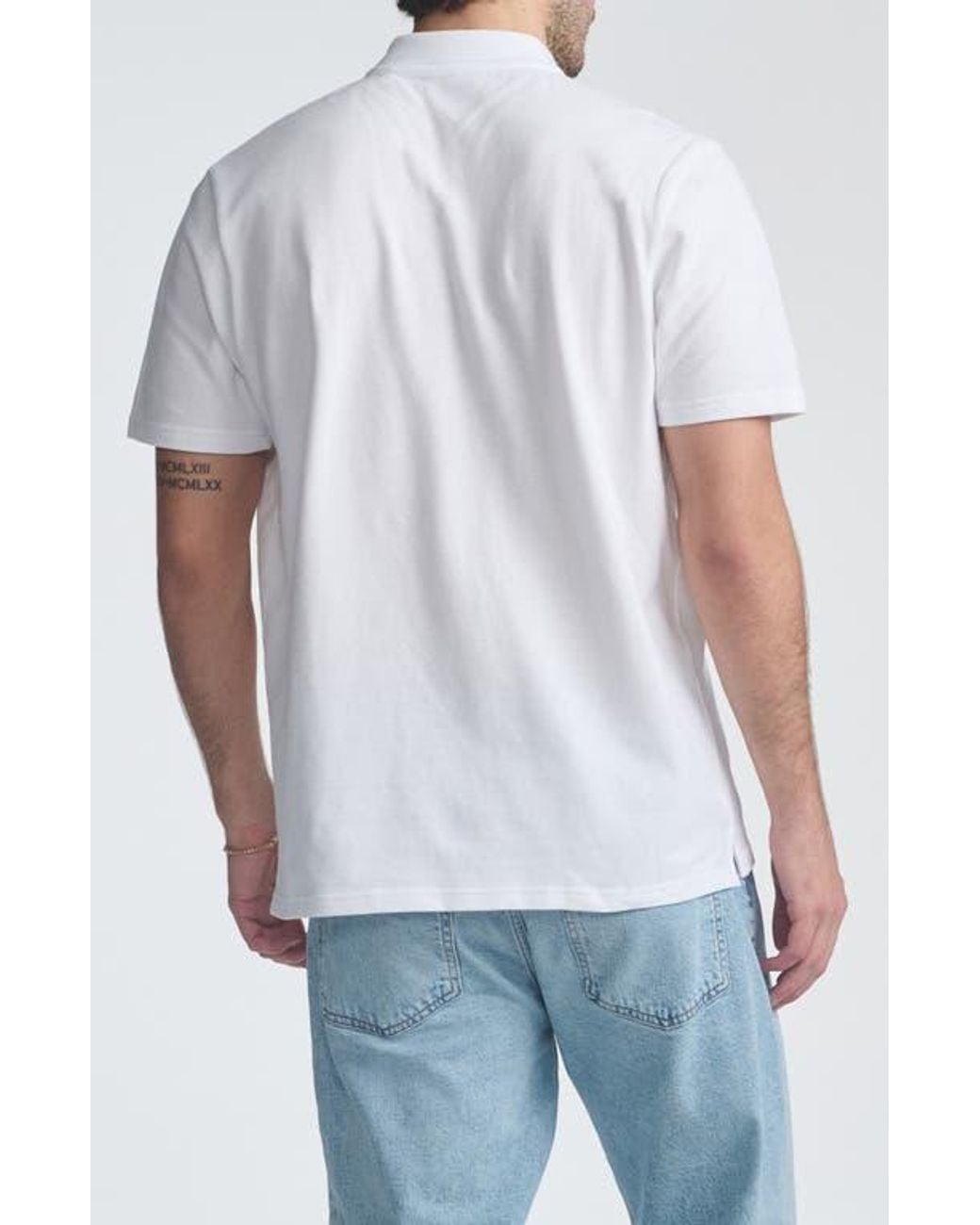 Mavi White Half Zip Polo for men