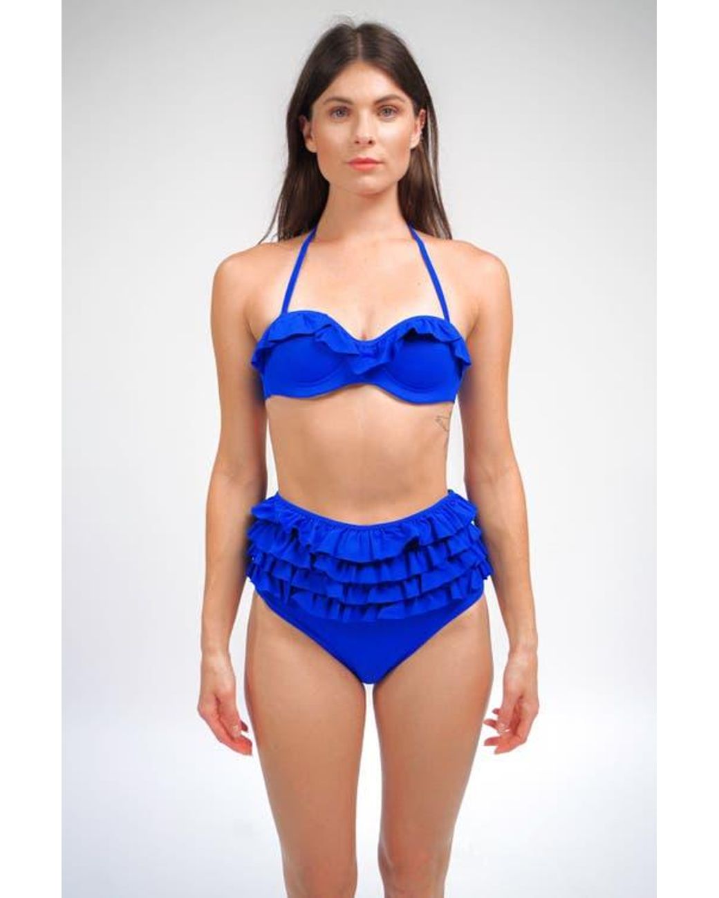 Mary Mercedes Blue Ruby Ruffle Bikini Bottom