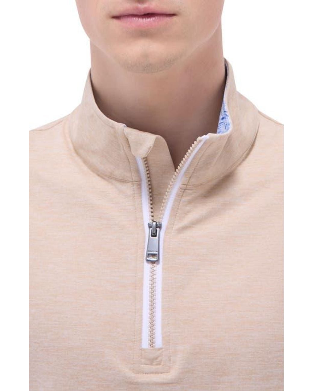 Bugatchi Pink Quarter Zip Performance Pullover for men