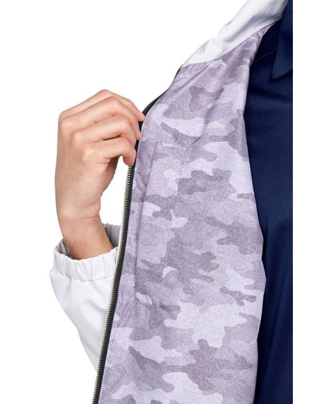 Con.struct White Regular Fit Solid Recycled Performance Golf Jacket for men