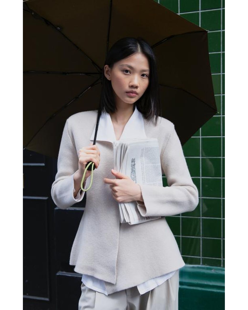 Original Duckhead Natural Compact Umbrella With Automatic Open-Close Function