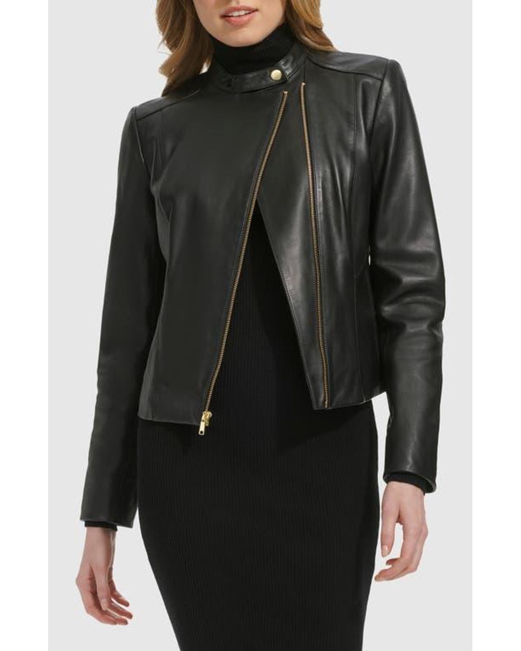 Cole haan women's leather moto jacket best sale