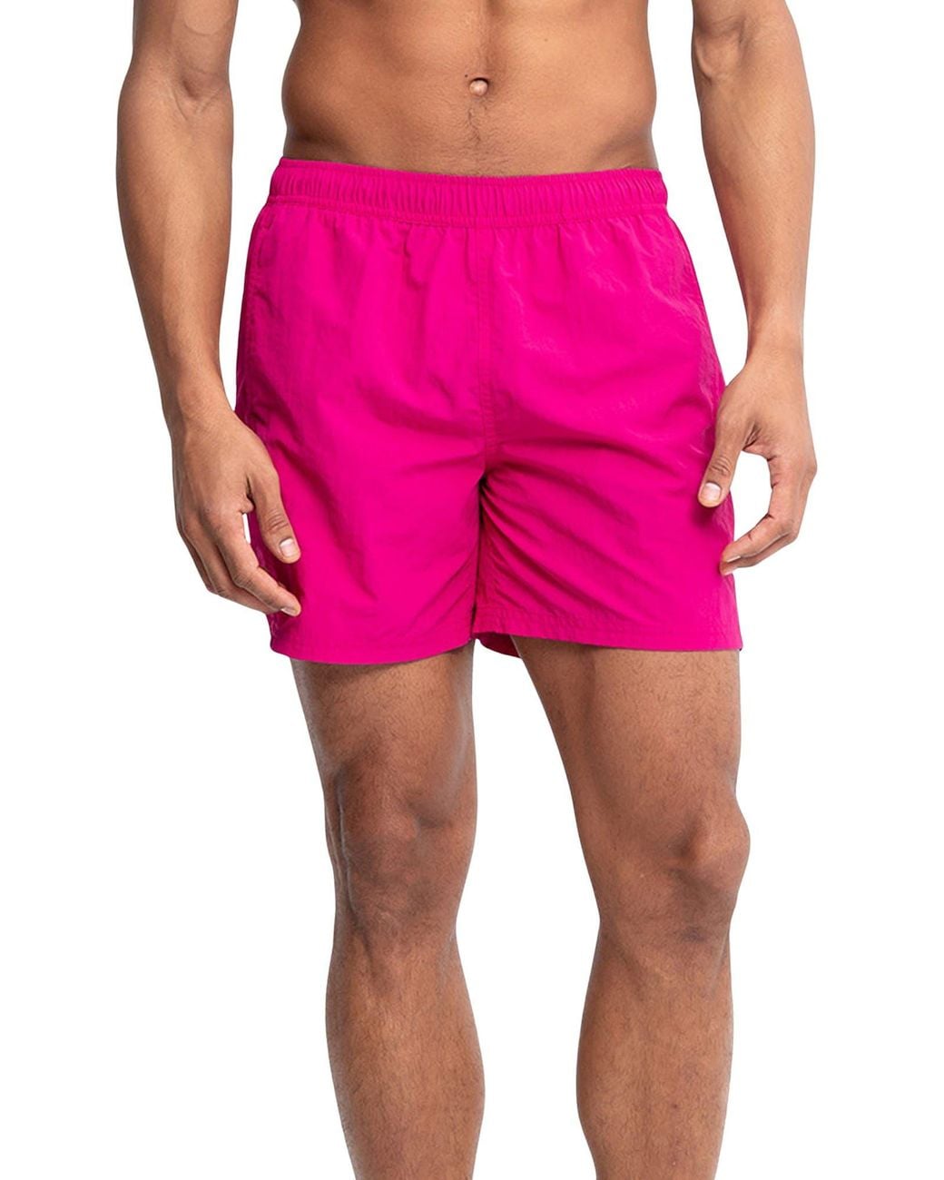 AUTO-REPLY™ Pink Sebastian Solid 5.5-Inch Nylon Swim Trunks for men