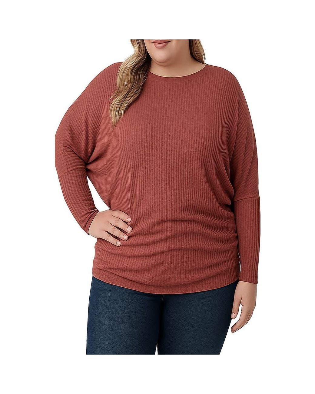 Standards & Practices Red Batwing Sleeve Rib Top