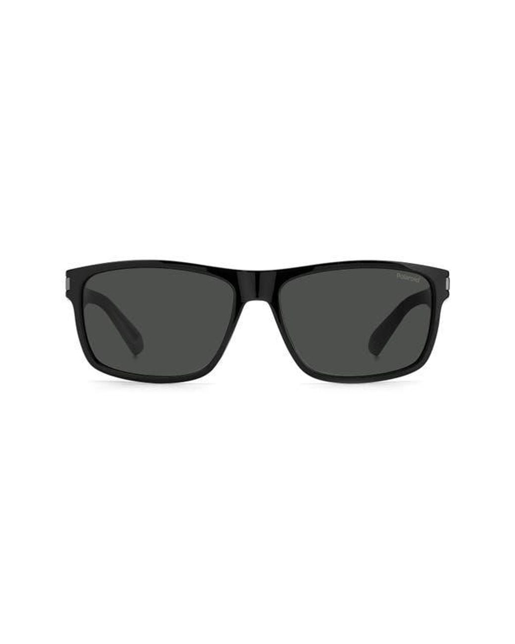 Polaroid Black 58Mm Polarized Rectangular Sunglasses
