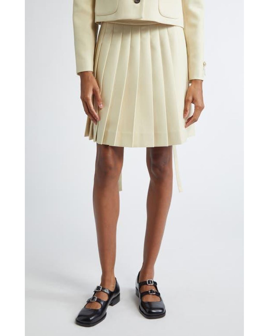 【関税込み】Sandy Liang ピンク Lilo ミディアムスカート Sandy Liang Lilo Pleated A-Line Skirt in Natural | Lyst