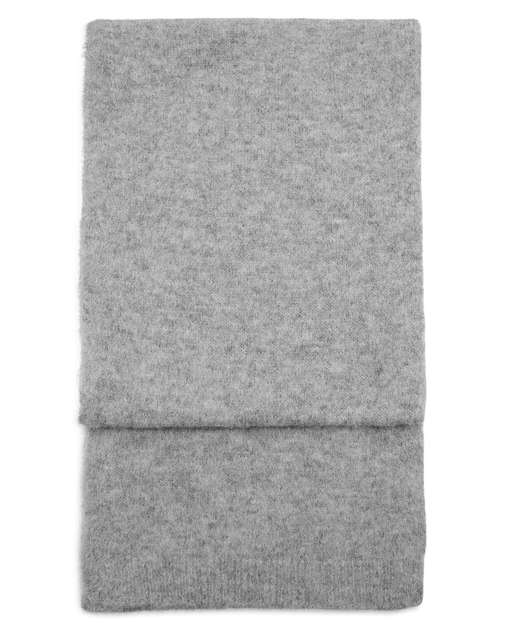 Mango Gray Knit Fringe Scarf