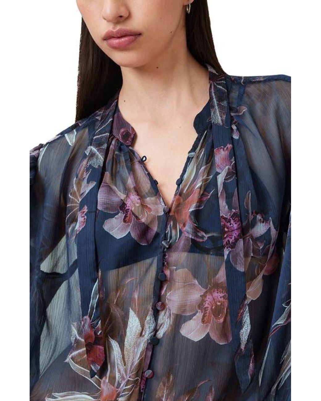 AllSaints Lara Shirt in Blue | Lyst