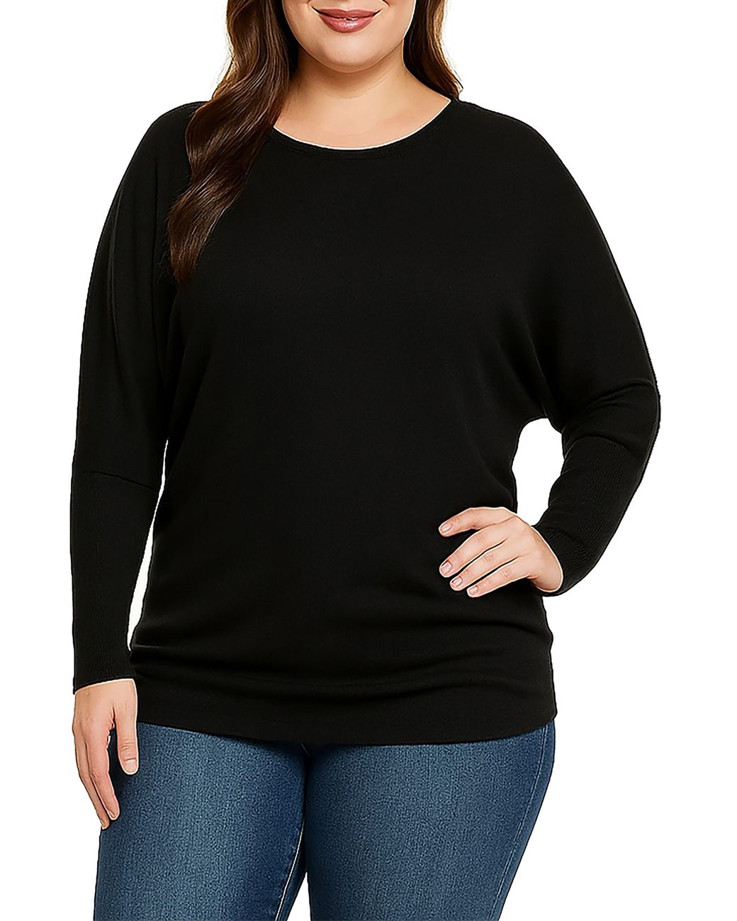 Standards & Practices Black Batwing Long Sleeve Tunic Top