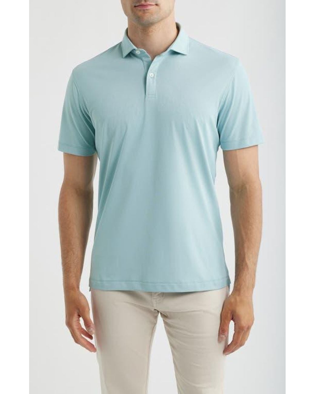 Johnnie-o Blue Solid Mesh Performance Jersey Polo for men