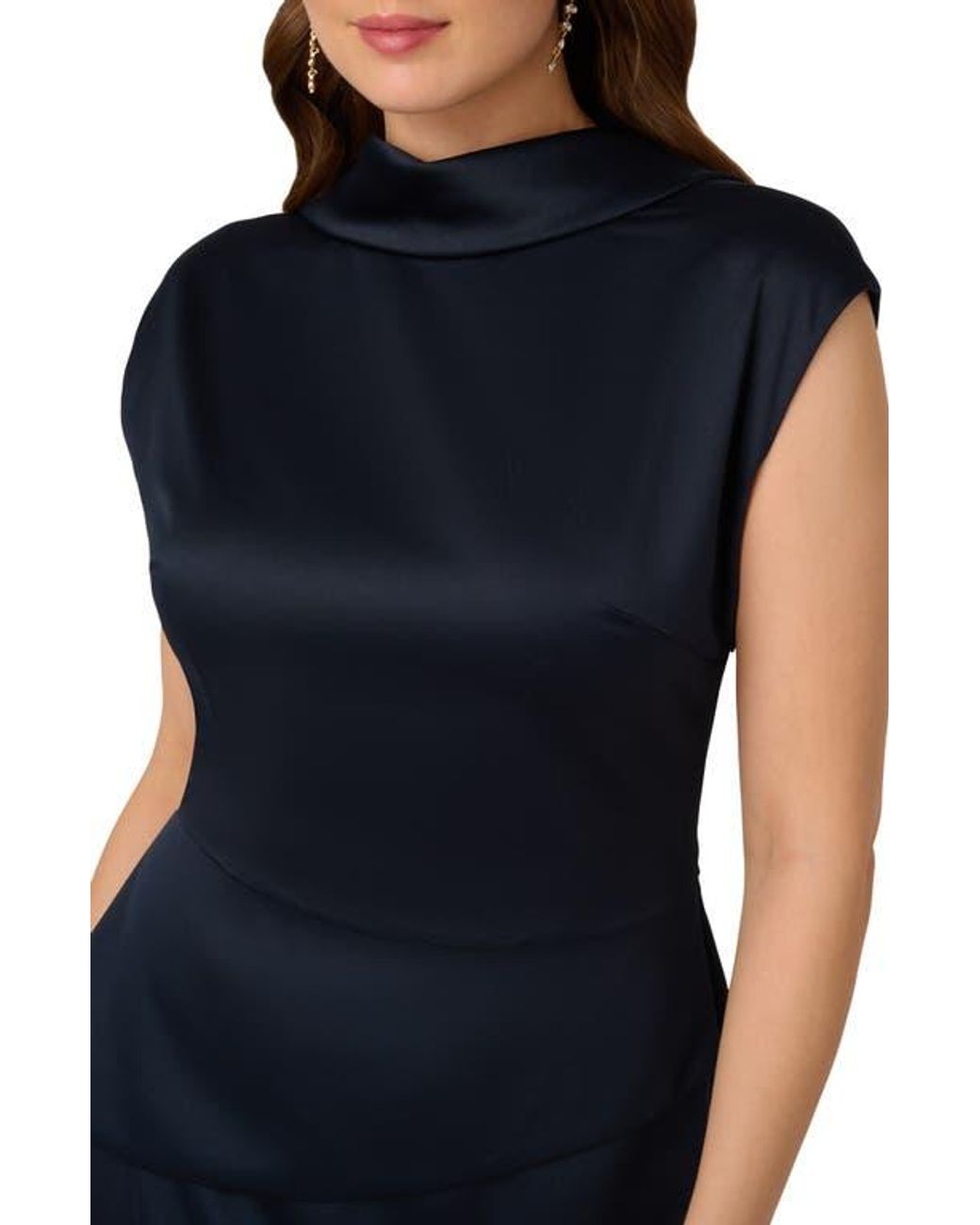 Adrianna Papell Popover Satin Crepe Gown in Blue | Lyst