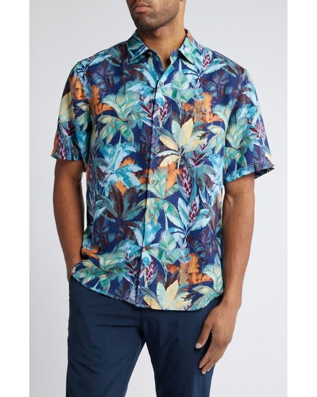 BOSS Men's Tropical Palm Print Short-Sleeve Button-Up Shirt - Regular Fit - View #3