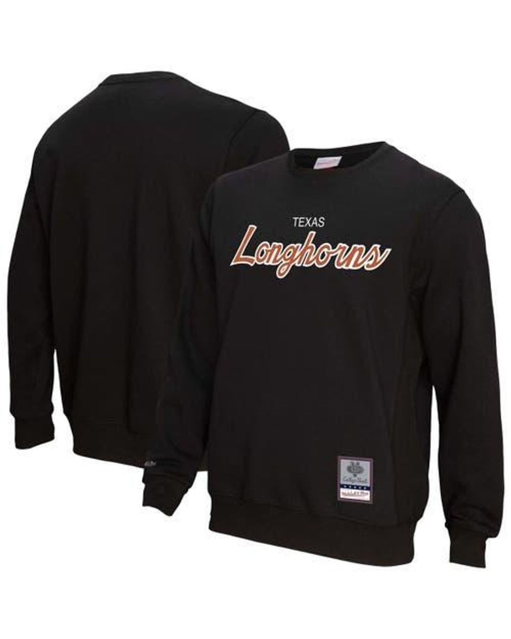 Mitchell & Ness Black Texas Longhorns Elite Script Pullover Sweatshirt for men