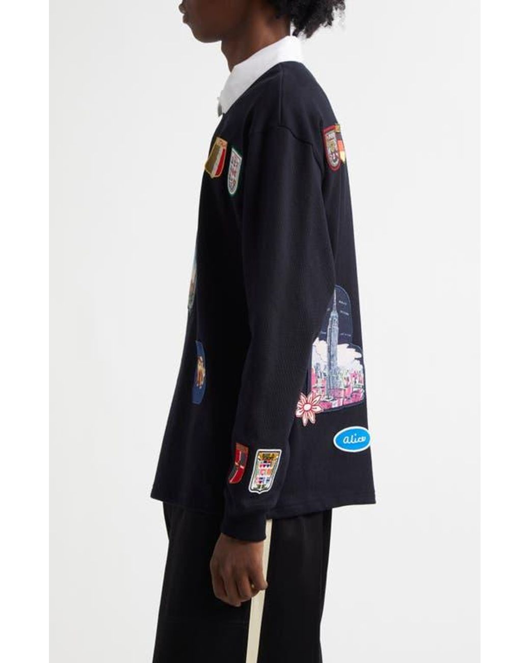 Bode Passport Patch Rugby Shirt in Black for Men | Lyst