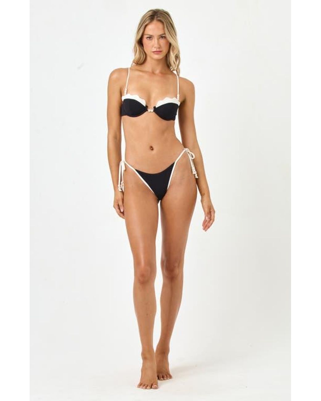 LSPACE Black Sunrise Shell Bikini Top