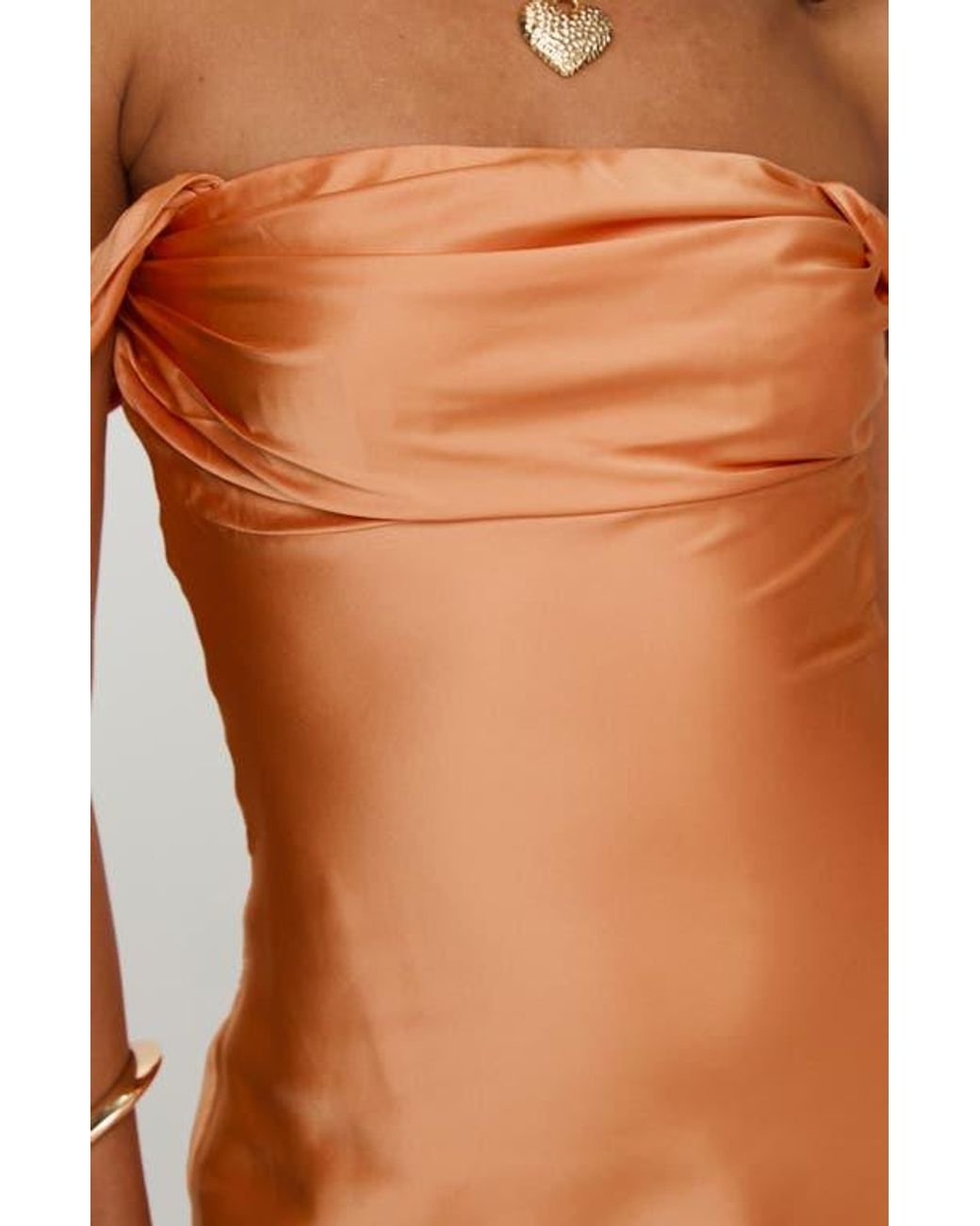 Princess Polly Zabbarra Off The Shoulder Satin Minidress in Orange | Lyst