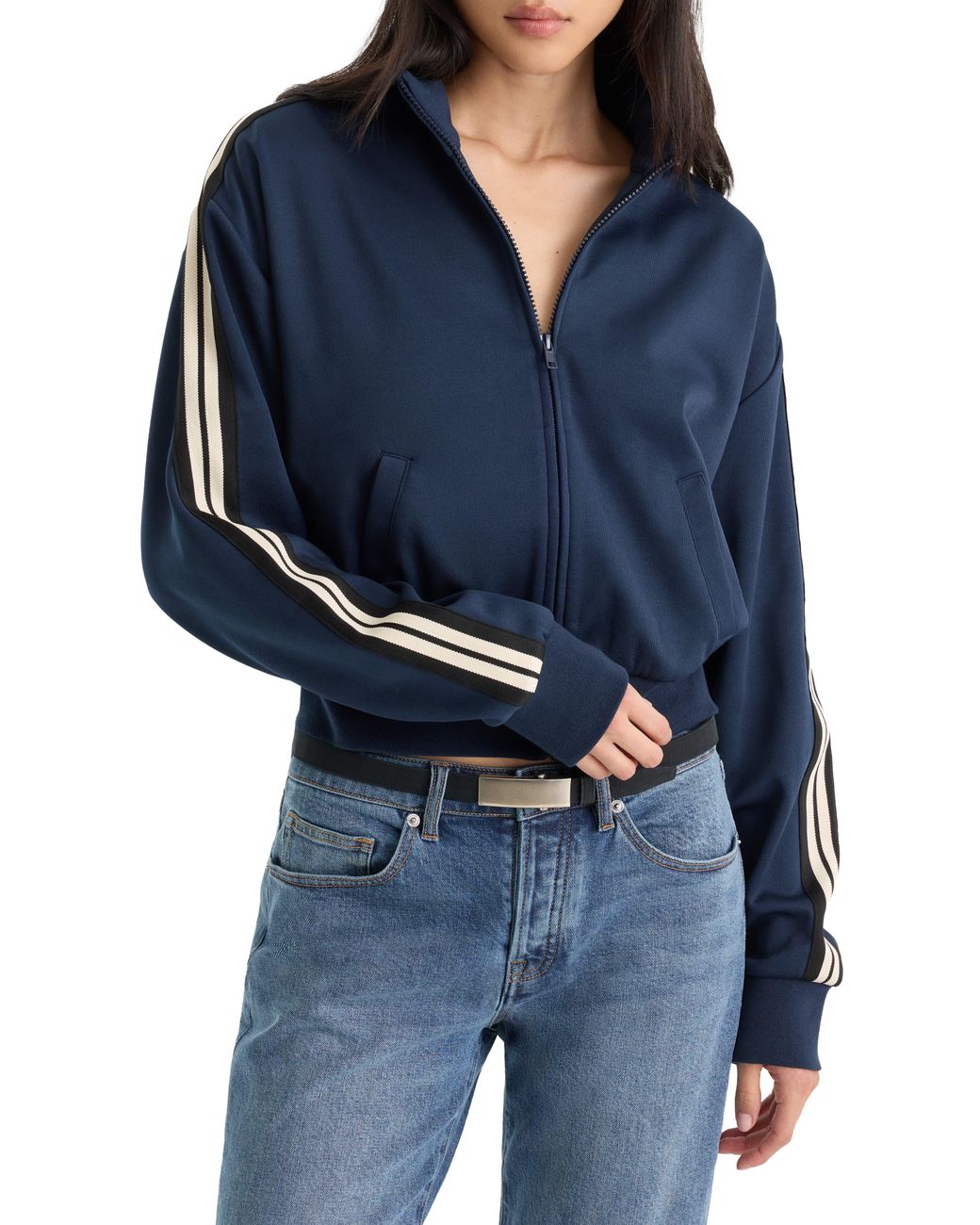 GOOD AMERICAN Blue The Track Jacket