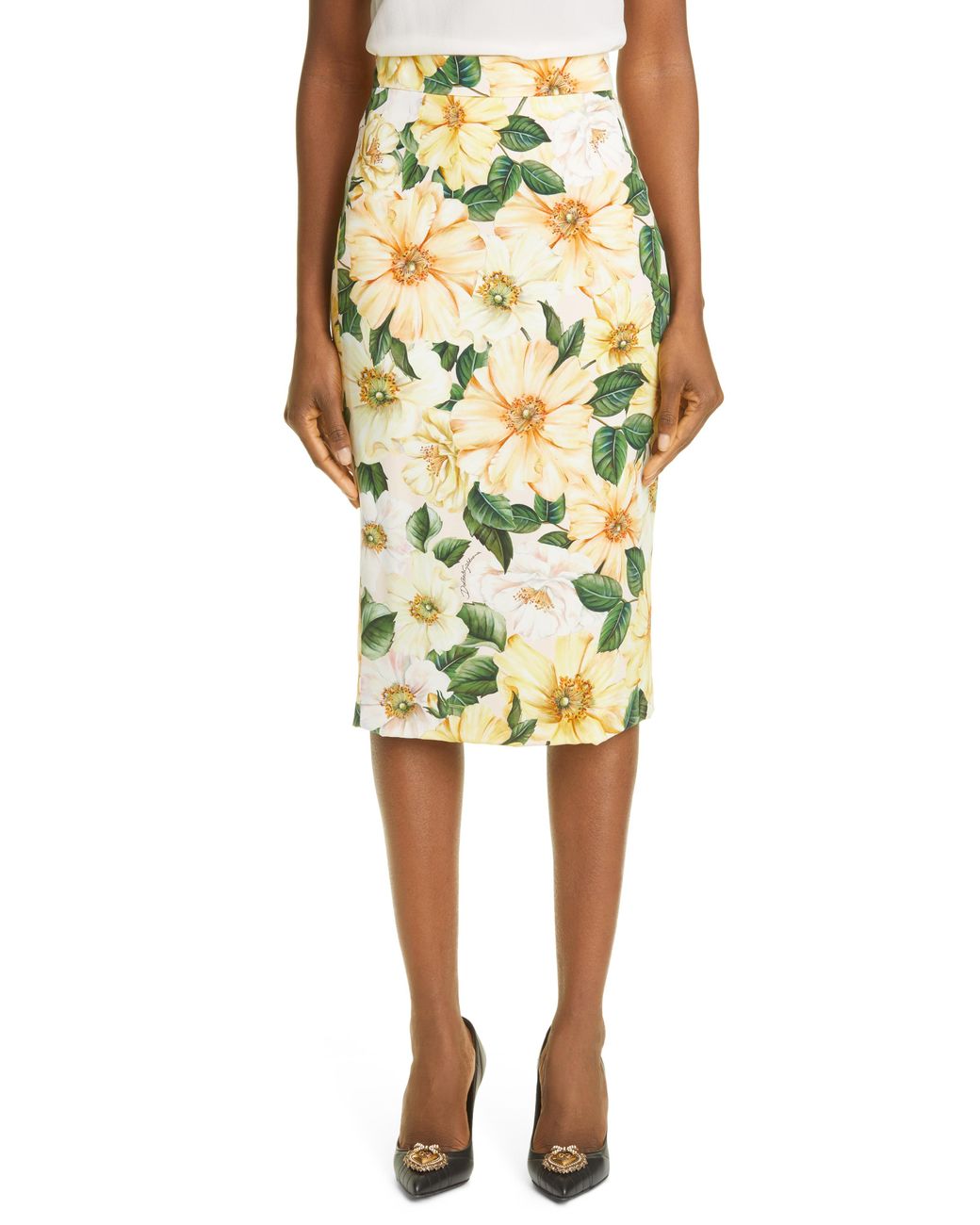 dolce and gabbana camellia print tulle