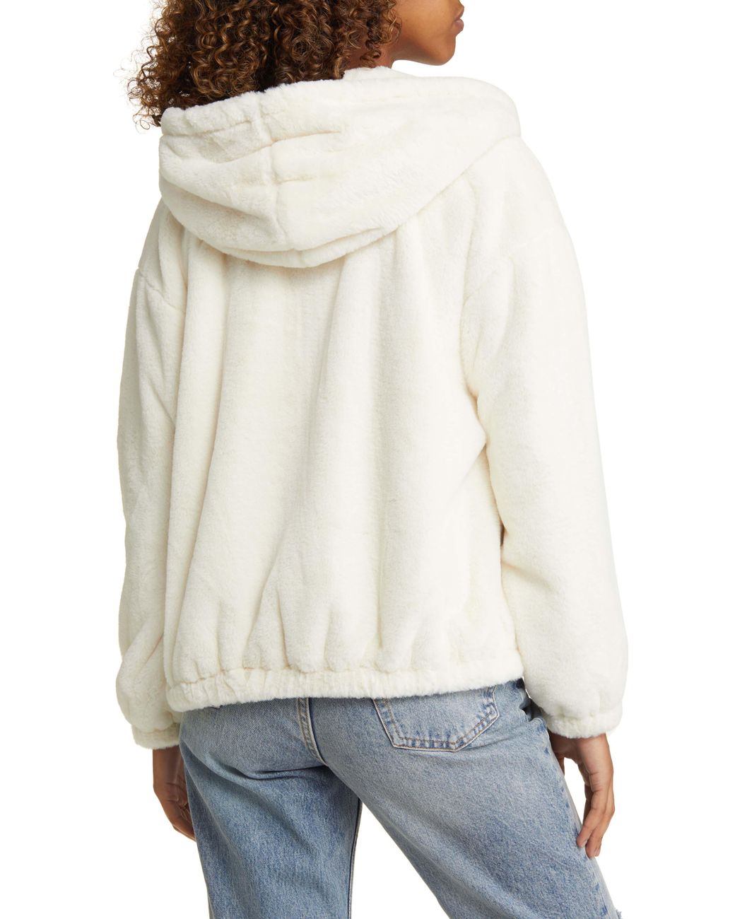 White fur zip online up jacket