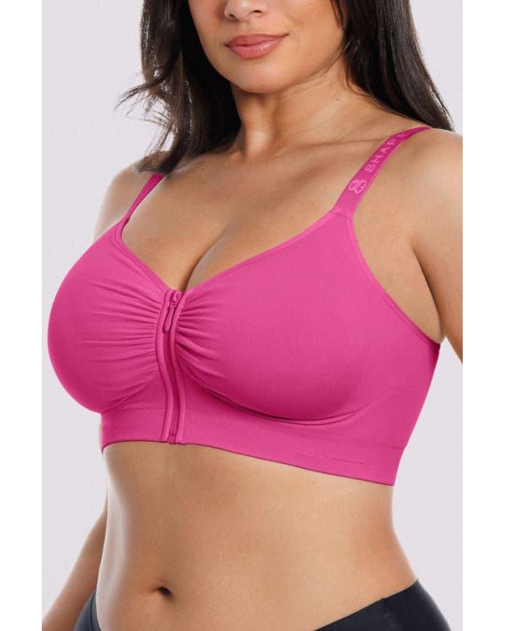Shapellx Pink Skin Flow Seamless Front-Zip Wireless Bra