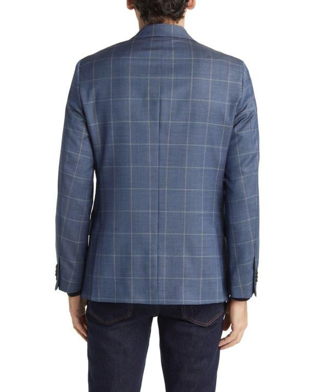 Daniel Hechter Blue Windowpane Check Wool Blazer for men