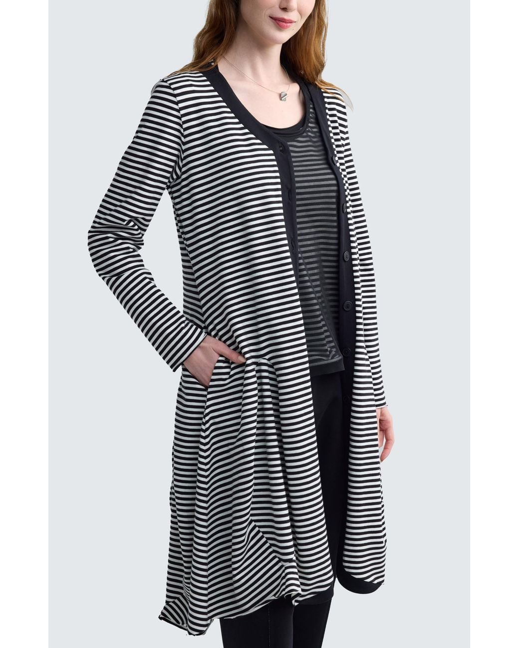Luukaa Gray Elonie Striped Balloon Jacket