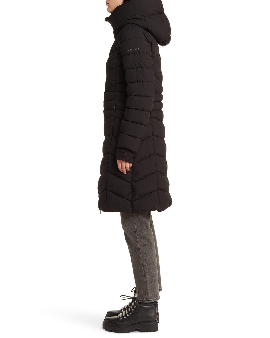 BCBGMAXAZRIA Water Resistant Midi Puffer Jacket in Black Lyst