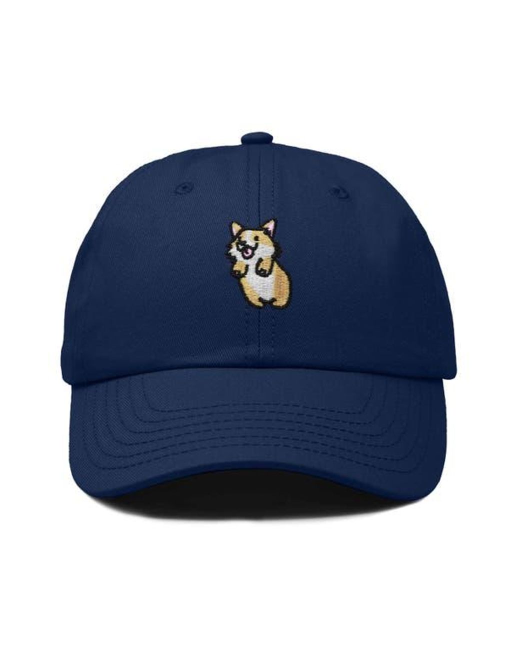 Alix Blue Leaping Corgi Embroidered Cap