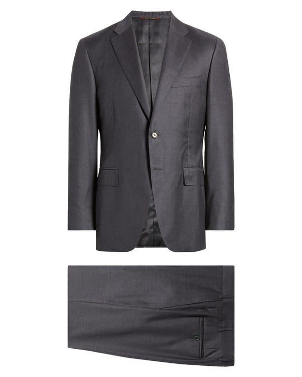 Canali Black Solid Wool Suit for men
