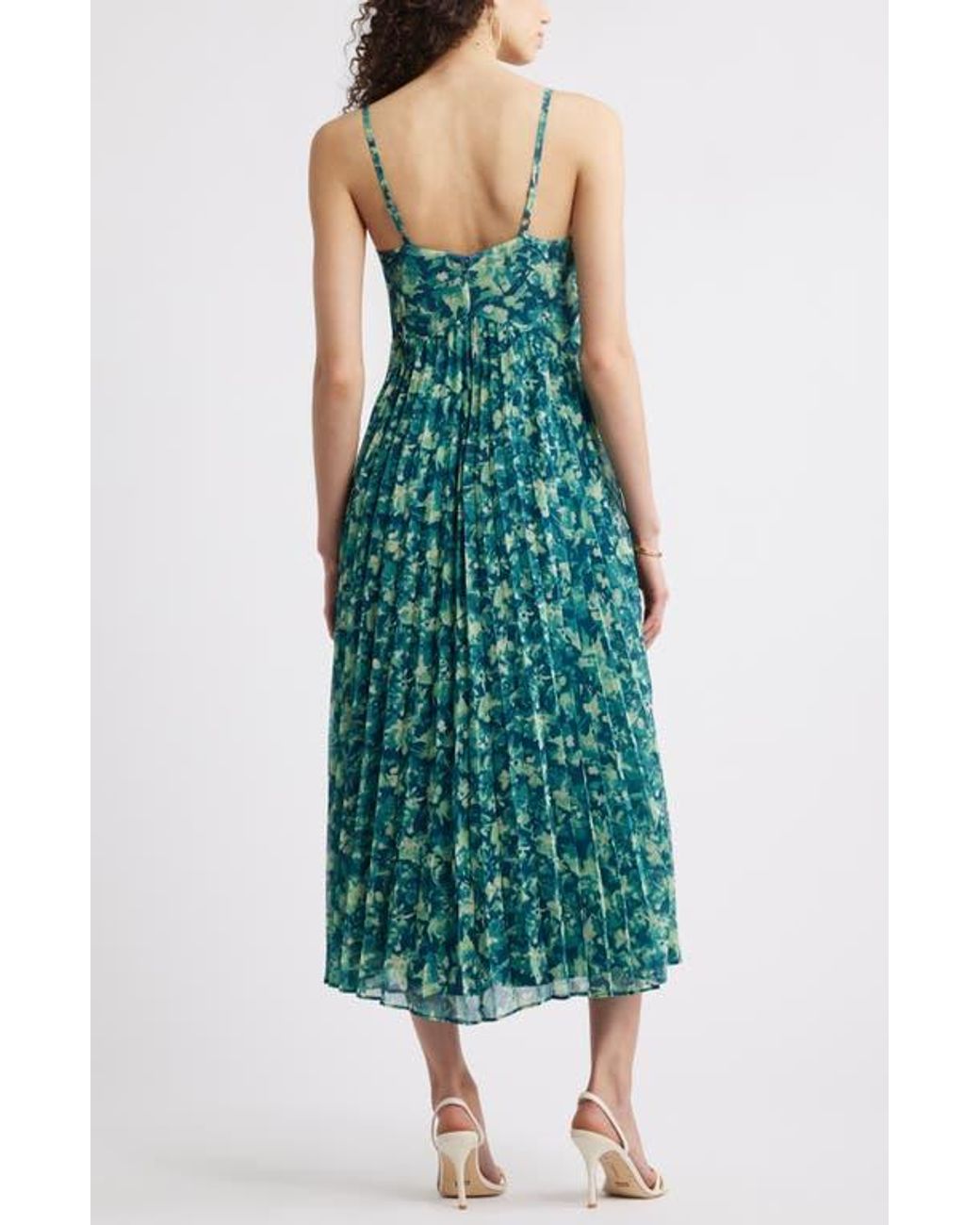 open lace back dress Charlie Blue Printed Midi Dress