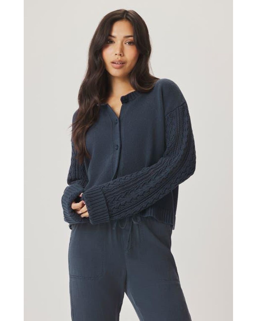 Splendid Blue Gracie Cable Stitch Sleeve Cardigan