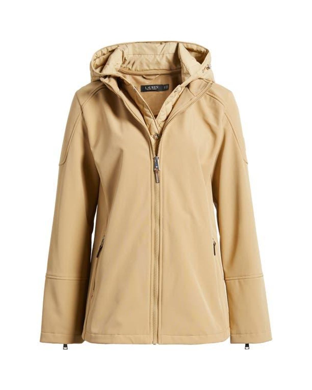Ralph Lauren Softshell Raincoat With Hooded Bib in Natural