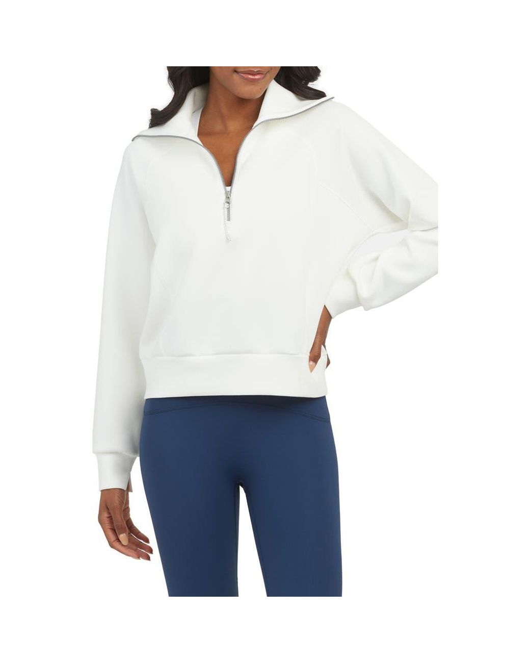 Spanx White Airessentials Half Zip Sweatshirt