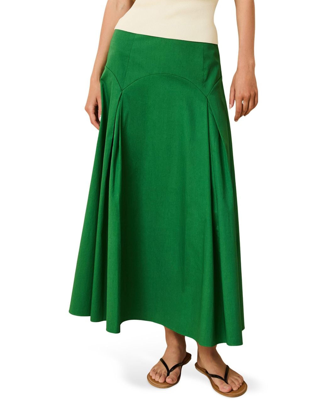 Solid & Striped Green The Gael Pleated Maxi Skirt