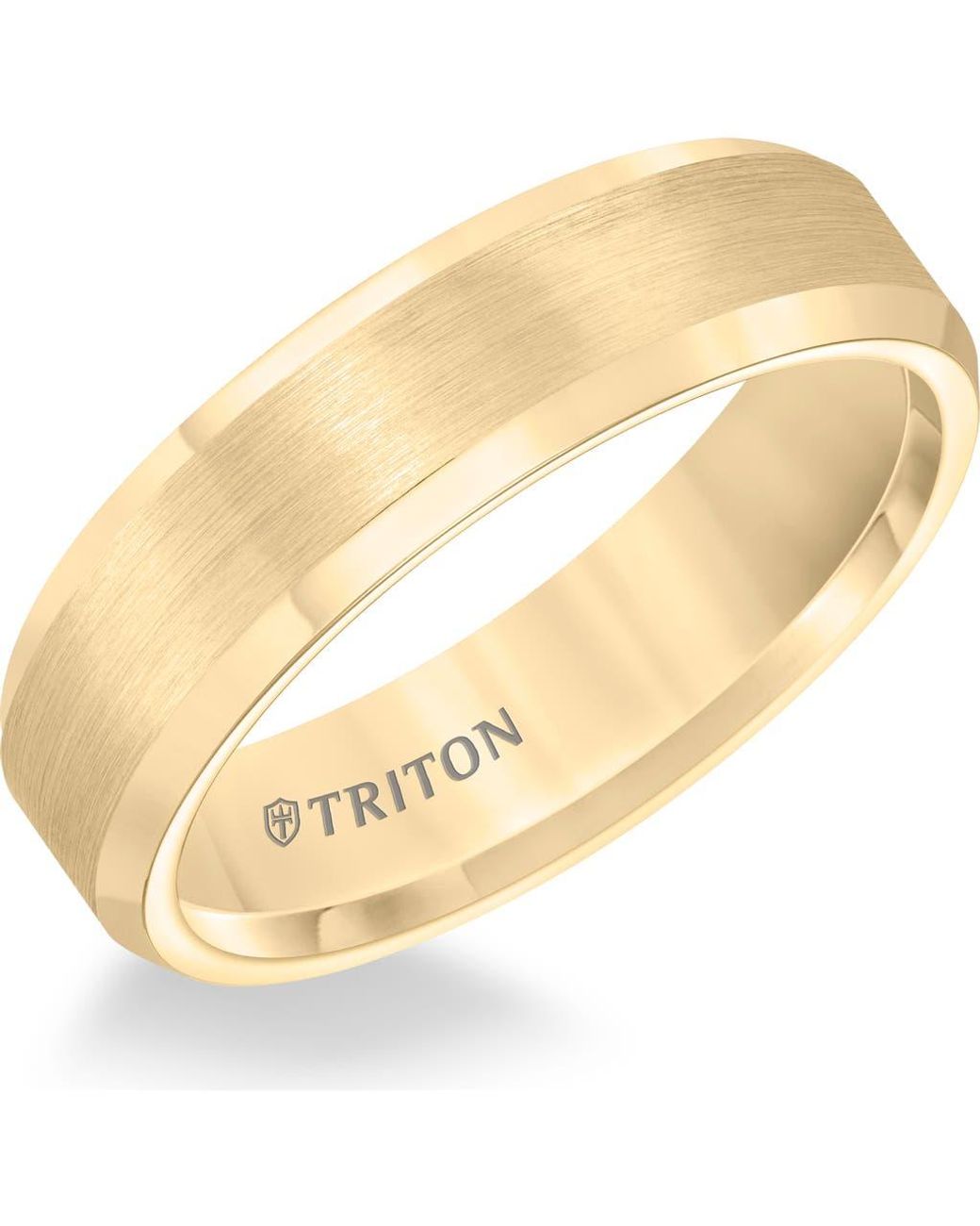 Triton 6Mm Tungsten Carbide Ring With Satin Center And Bevel Edge in ...