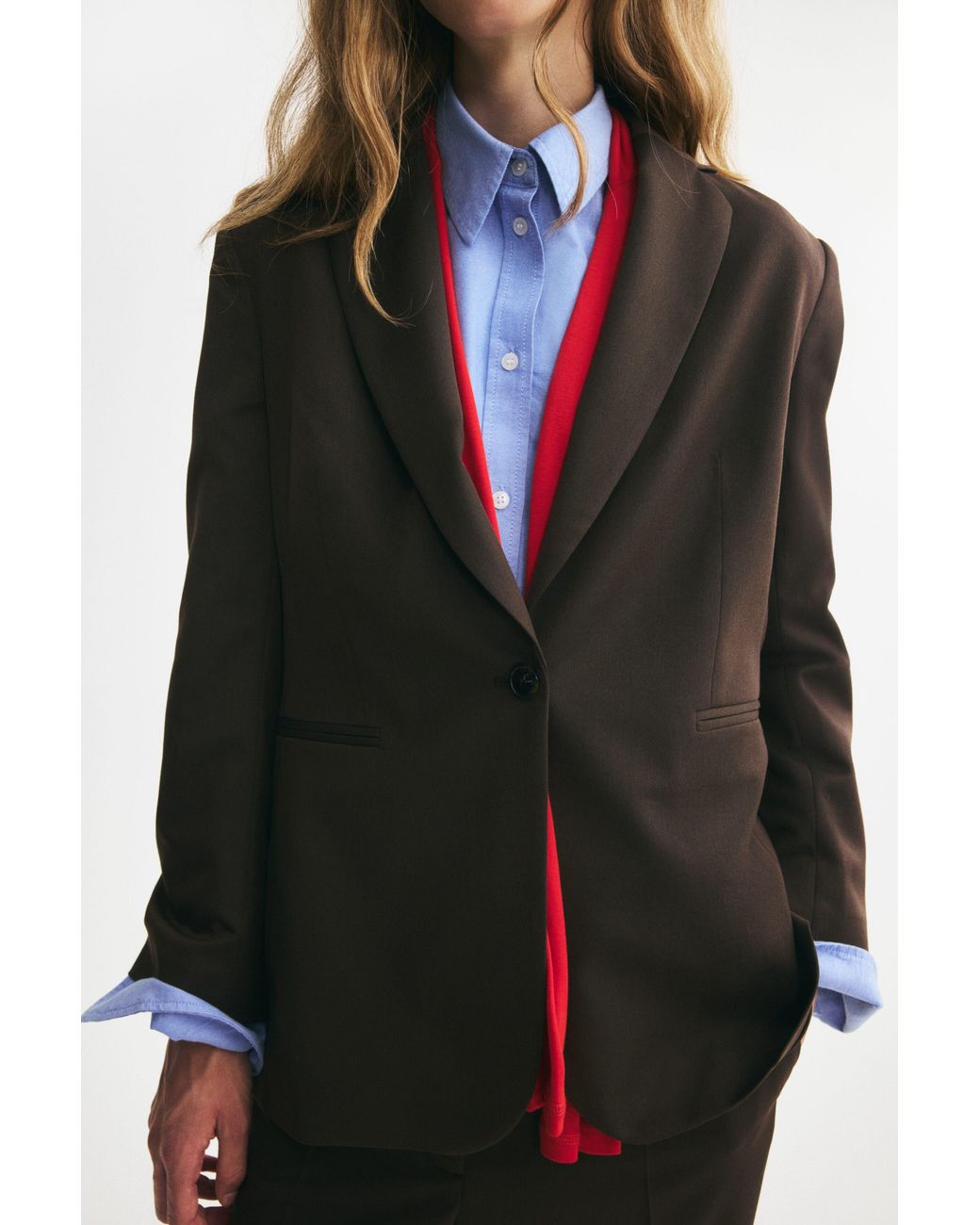 H&M Green Single-Breasted Twill Blazer