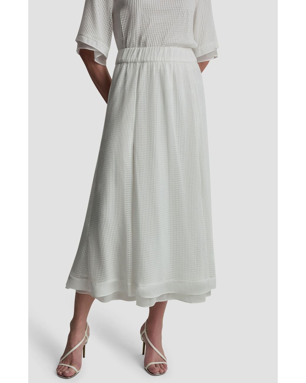 DKNY Gray Windowpane A-Line Skirt