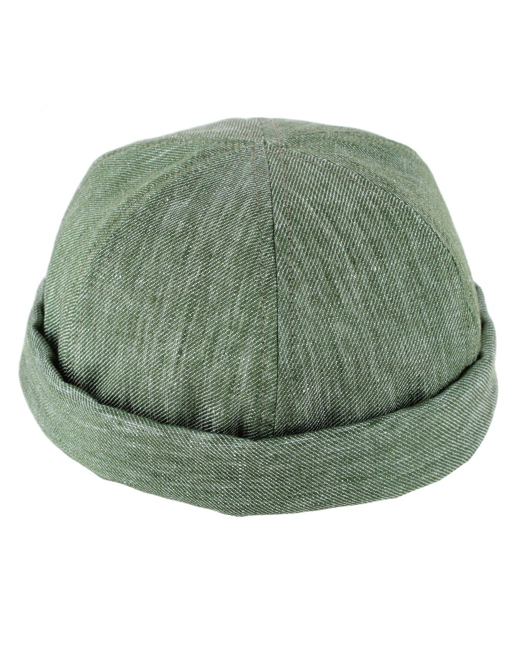 Wigéns Green Denim Linen Docker Cap for men