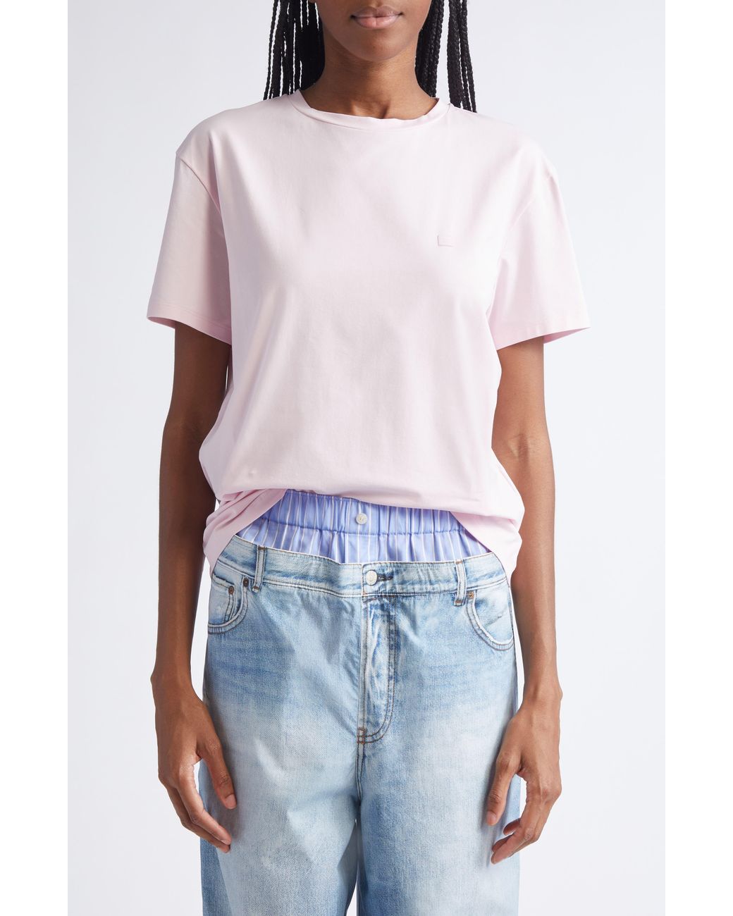 Acne Pink Eram U Face Patch T-Shirt