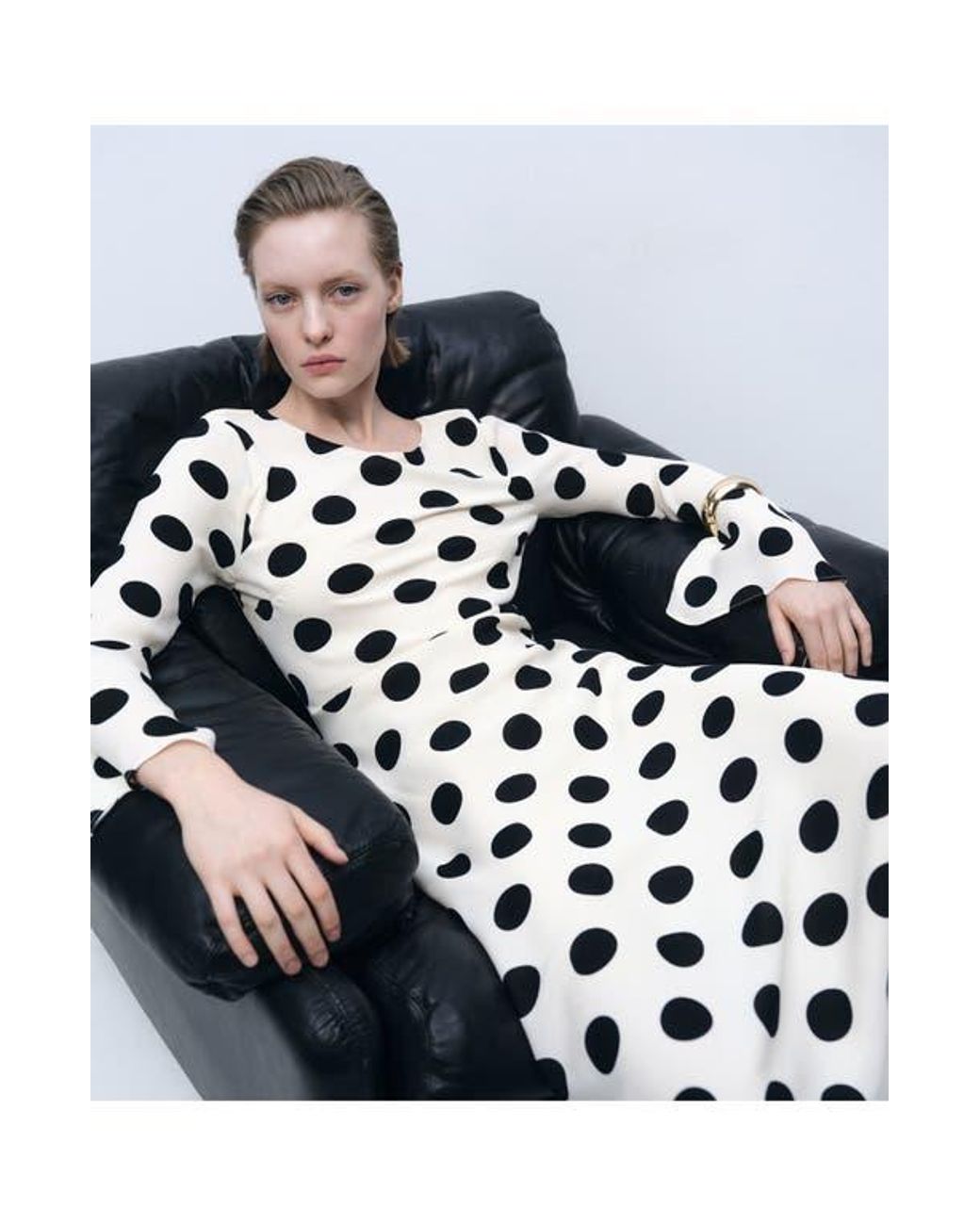 Mango Polka Dot Long Sleeve Maxi Dress in White | Lyst