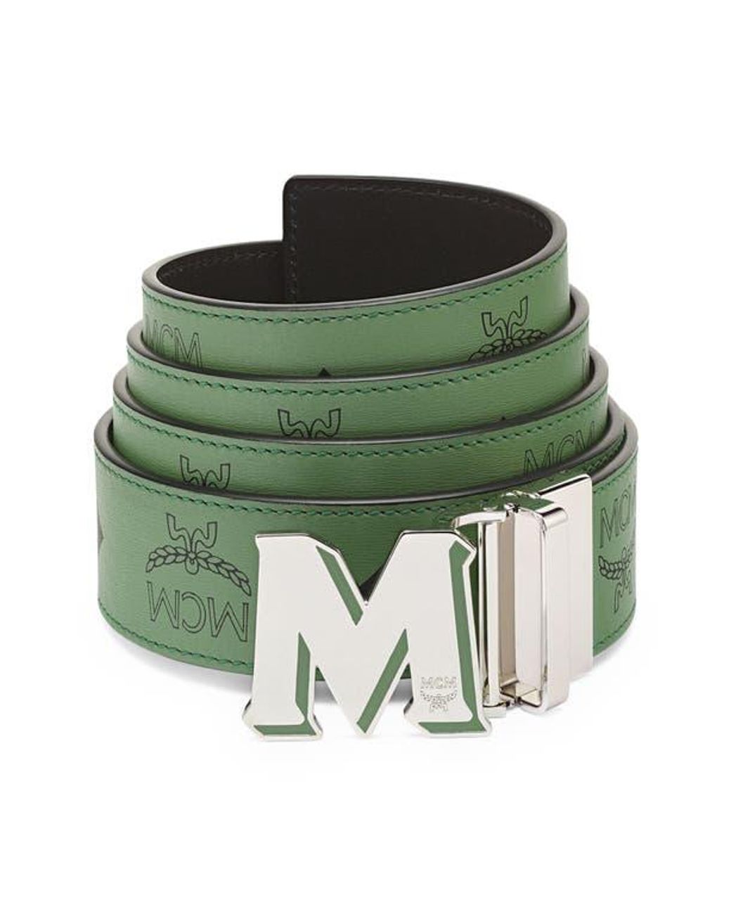 MCM Reversible Monogrammed Leather Belt in Green for Men Lyst