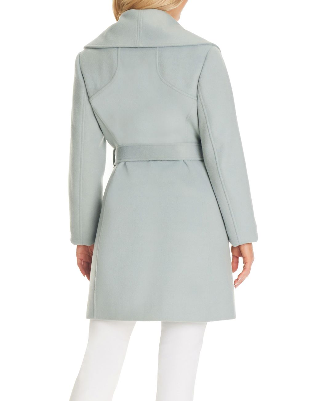 Contrast faux fur collar double layered hem hot sale coat