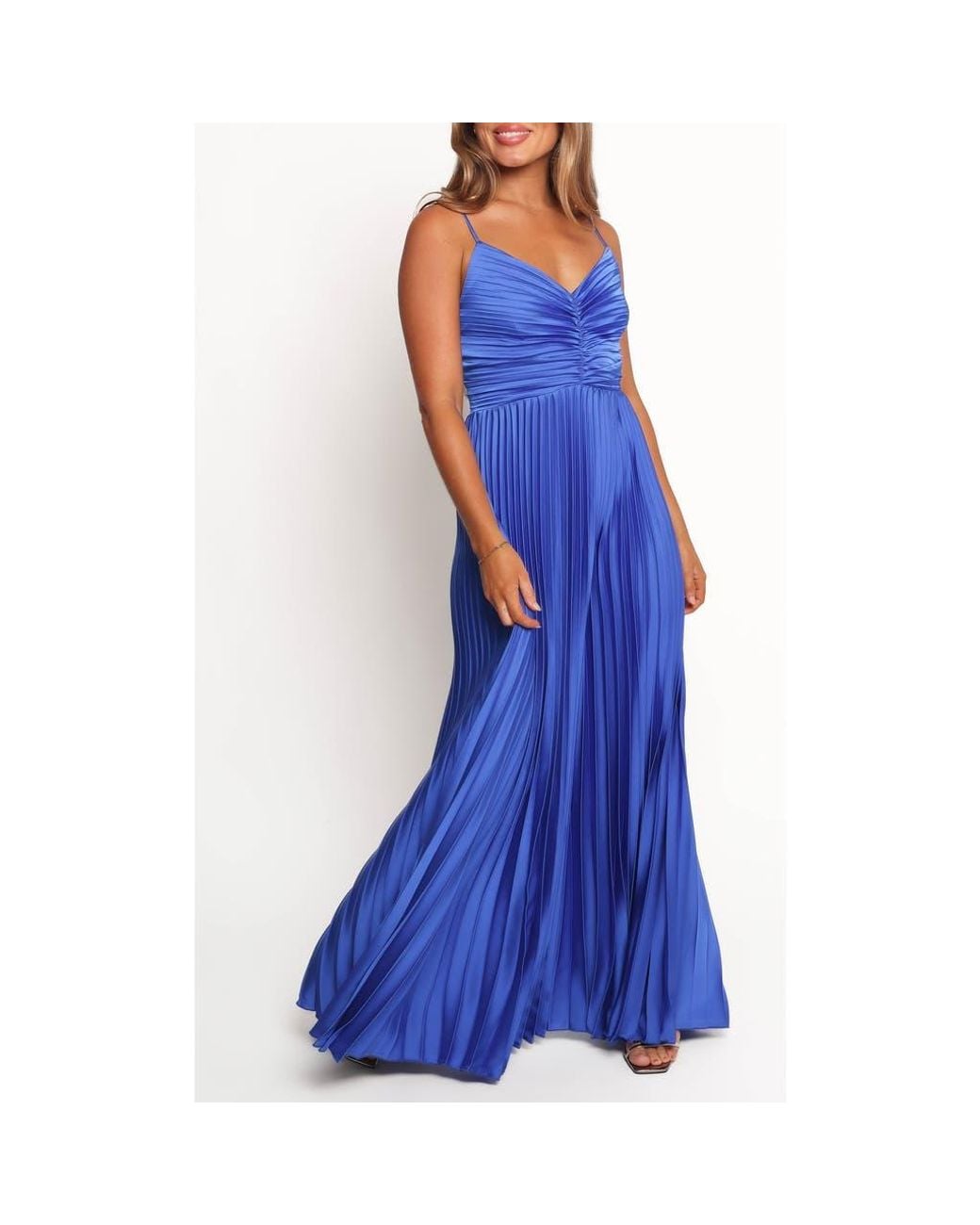 Petal & Pup Naira Pleated Maxi Dress in Blue | Lyst