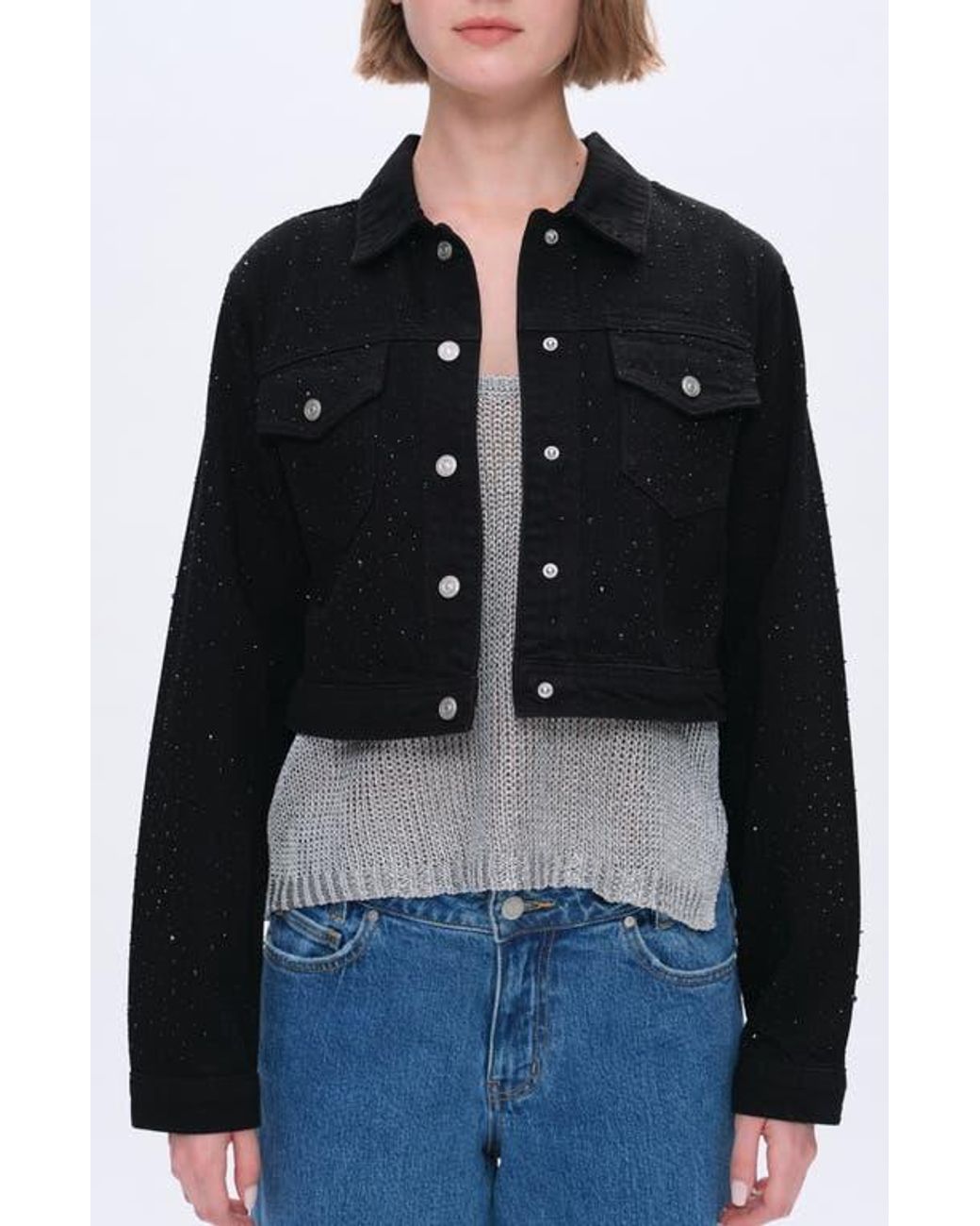 Bayeas Black Alice Rhinestone Denim Jacket