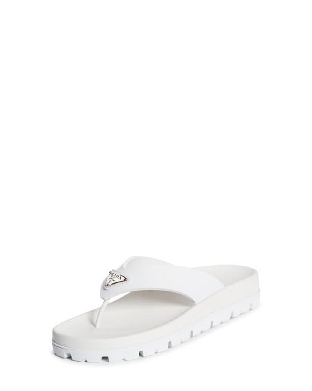 Prada White Lug Sole Flip Flop