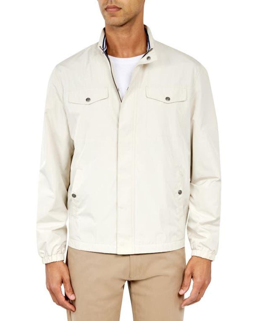 Con.struct White Slim Fit Solid Hybrid Field Jacket for men
