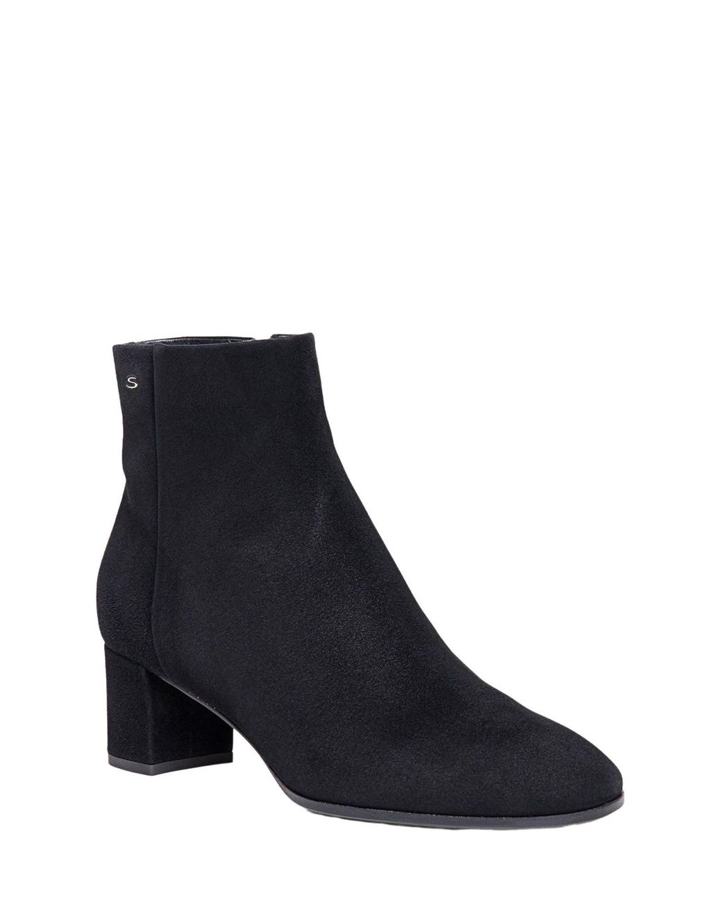 Santoni Blue Suede Mid-Heel Ankle Boot