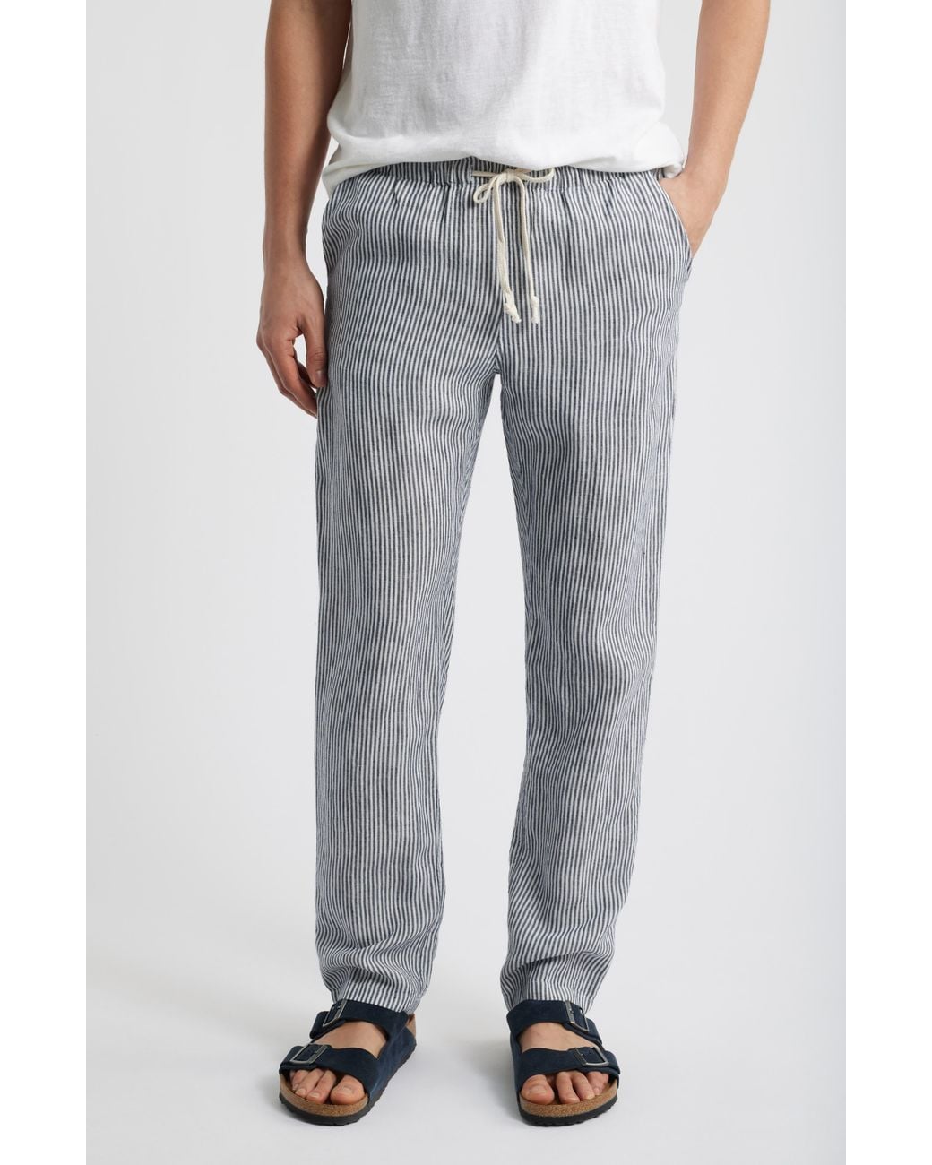 Alex Crane Gray Bo Linen Drawstring Pants for men