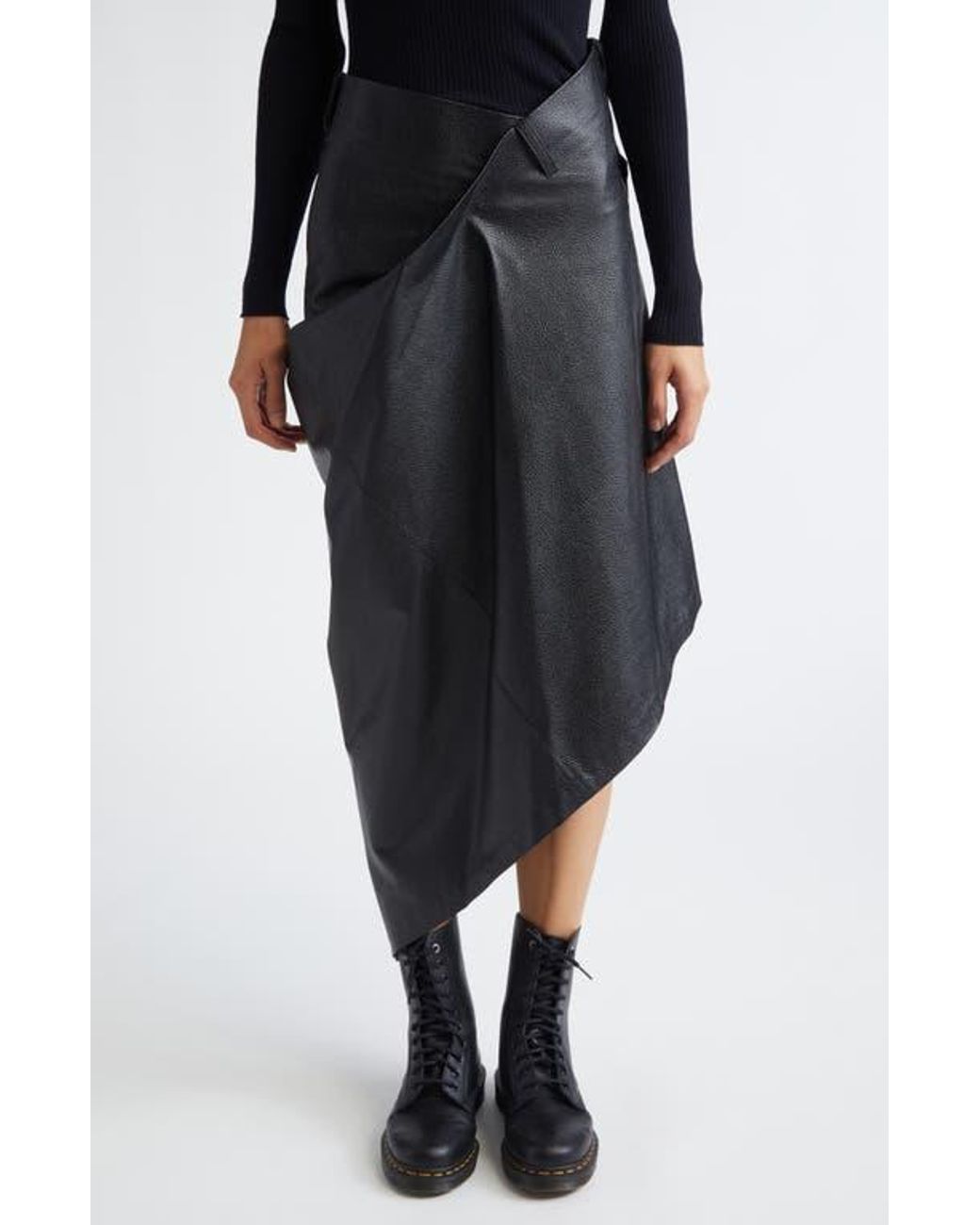 Junya Watanabe Asymmetric Faux Leather Skirt in Black | Lyst